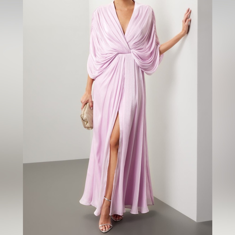 Badgley Mischka Light Pink Draped Evening Gown